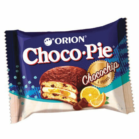 Печенье ORION "Choco Pie Chocochip" c апельсином и кусочками шоколада, комплект 5 шт., 360 г (12 штук х 30 г), О0000013006 - фотография № 2