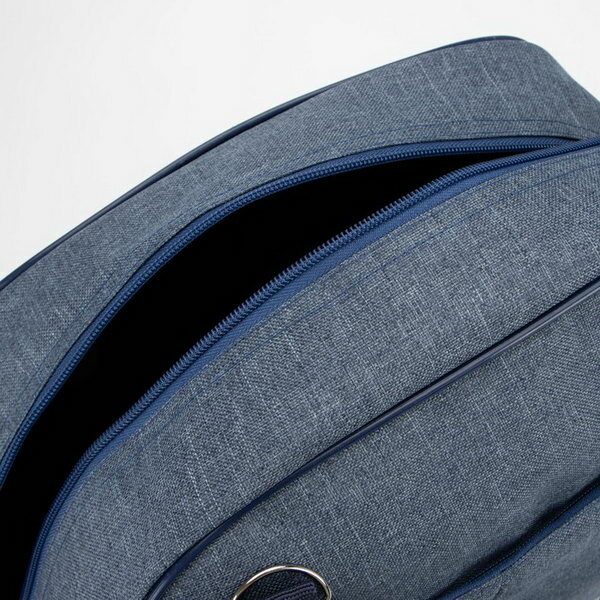 Сумка дорожная на молнии, наружный карман, длинный ремень, цвет синий - фотография № 3