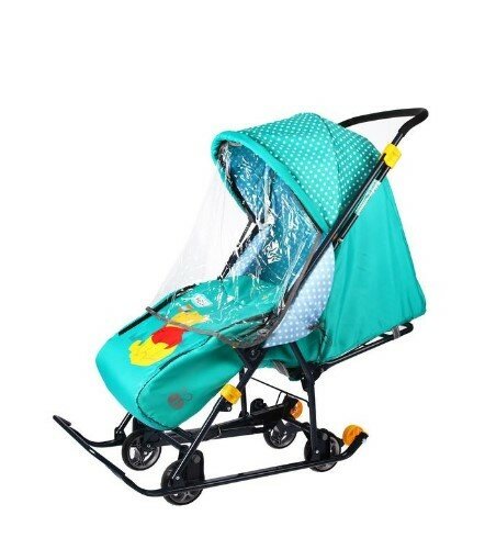 Санки коляска Disney-baby 1. Винни, цвет изумрудный Nika Kids