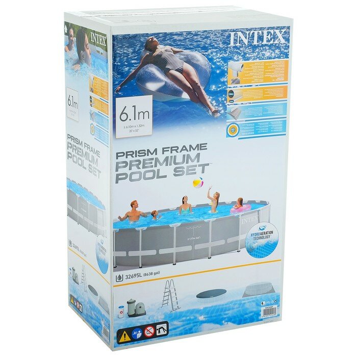 INTEX Бассейн каркасный Prism Frame, 610 х 132 см, фильтр-насос, лестница, тент, подстилка, 26756NP INTEX - фотография № 10