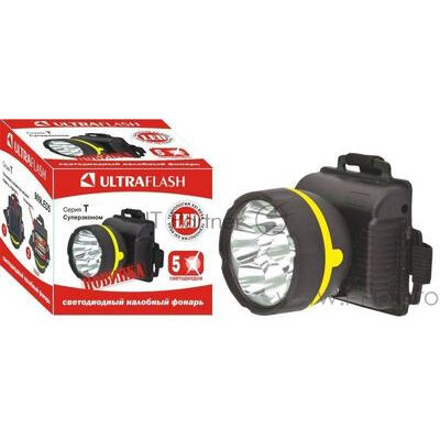 Фонарь налобный 909LED5 (5led 1 режим; 3хR6 черн.) Ultraflash 11781 11781