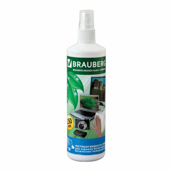 BRAUBERG Чистящая жидкость-спрей brauberg для экранов всех типов и оптики 250 мл 510117