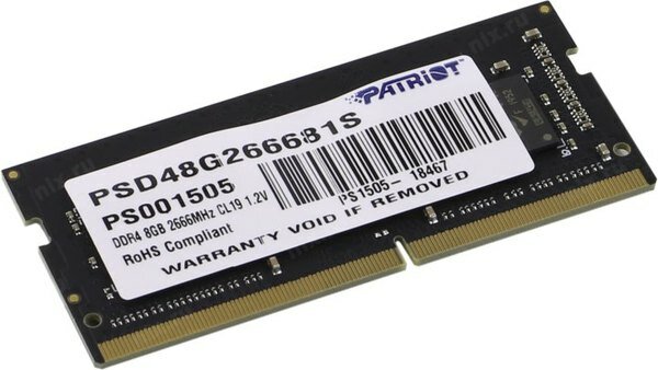 Память DDR4 8Gb 2666MHz Patriot Psd48g266681s RTL PC3-21300 CL19 So-dimm 260-pin 1.2В single rank