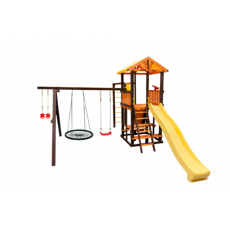 Детские уличные площадки Perfetto sport Игровой комплекс ИК Perfetto sport «Bari-7» + качели "Паутина"