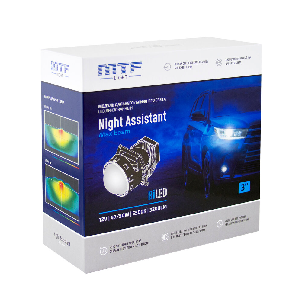 Автомобильная фара модуль дальнего/ближнего света Night Assistant LED 3 Max beam (2шт без бленд)
