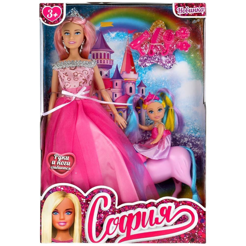 Карапуз Кукла 29см София с дочерью на лошадке, с акс в кор карапуз в кор.24шт