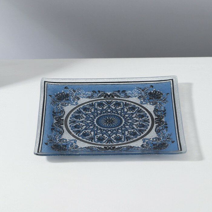 Набор столовый «Узоры», 7 предметов: 30×30 см - 1 шт, 18×18 см - 6 шт, цвет синий - фотография № 4