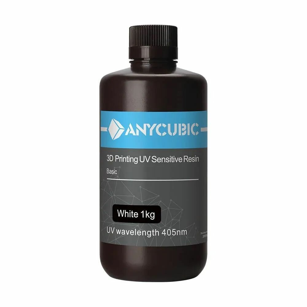 Фотополимерная смола Anycubic Basic Colored UV Resin для 3D принтера 405нм Белая (White) 1 кг