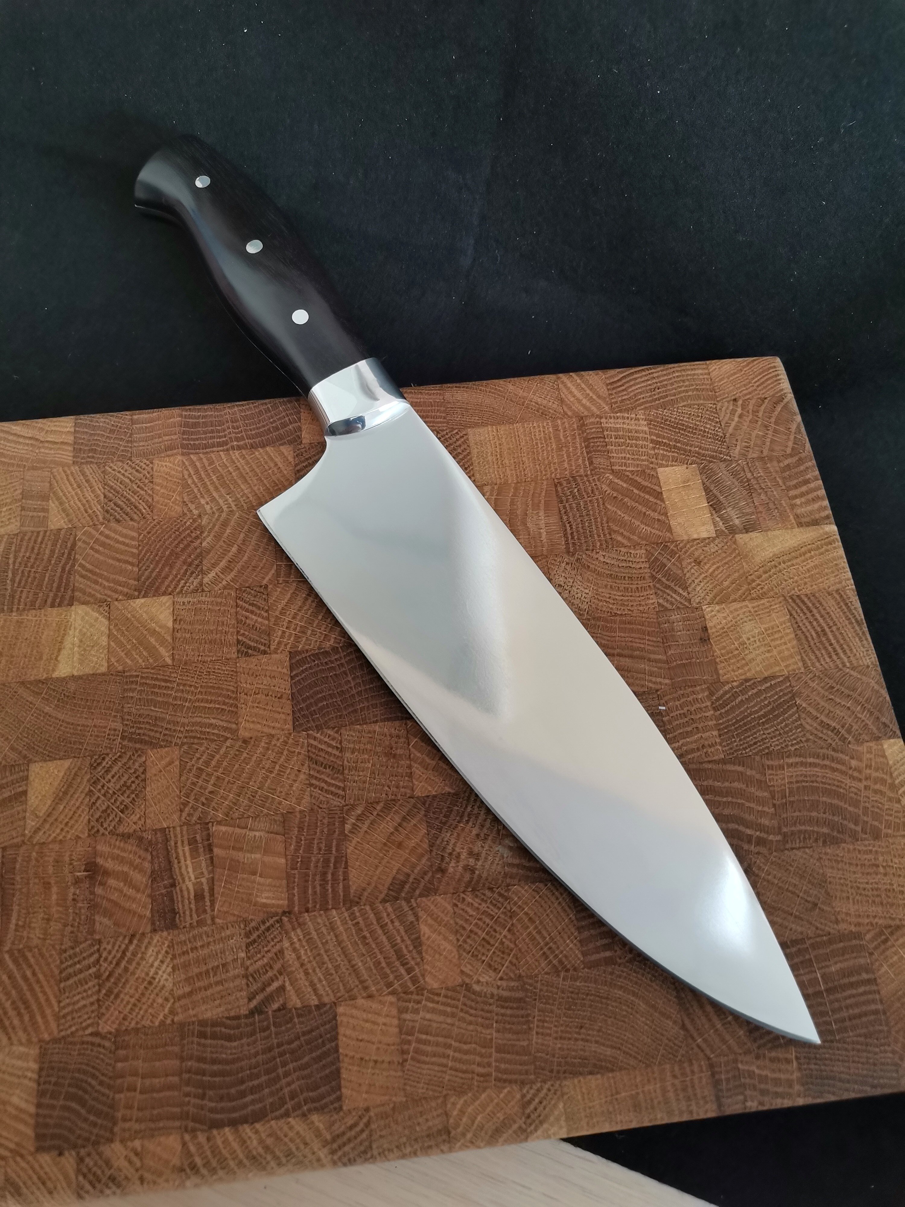 Нож кухонный поварской шеф кованая сталь, карельская береза - фотография № 2