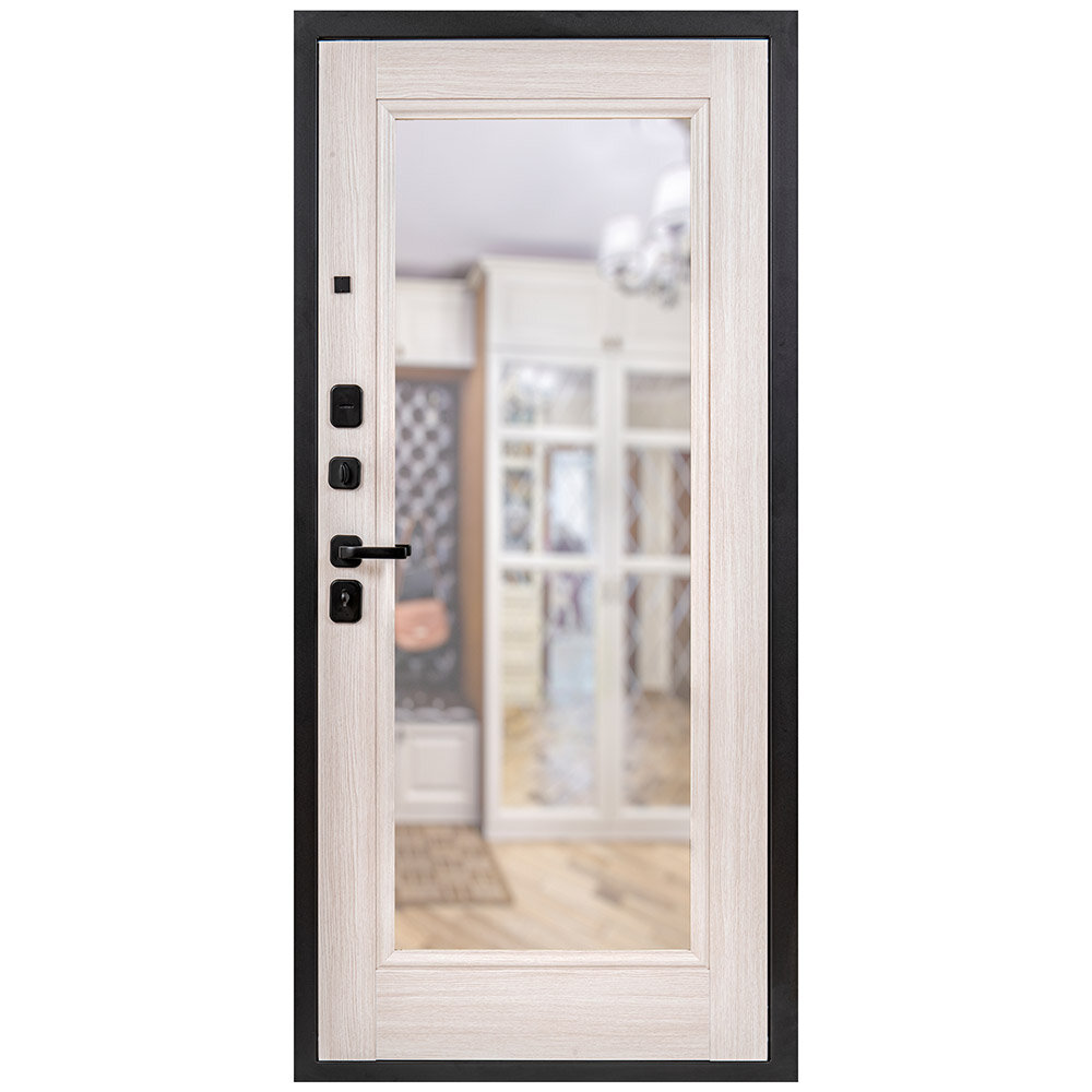 Дверь входная Portika Porta R-3 880х2050 мм графит - бьянко вералинг с зеркалом левая - фотография № 3