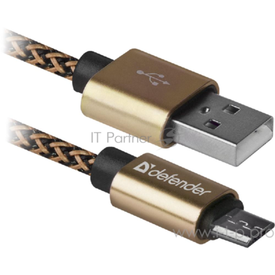 Кабель USB2.0 TO Micro-usb 1M Gold Usb08-03t 87800 Defender 87800