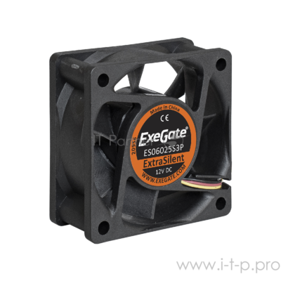 Вентилятор ExeGate ExtraSilent Es06025s3p, 60x60x25 мм, подшипник скольжения, 3pin, 2500RPM, 22dBA E .