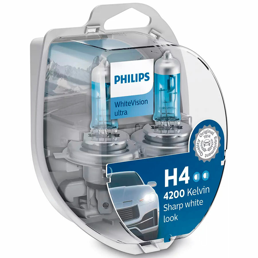 Лампы автомобильные PHILIPS White Vision Ultra H4 12V PHILIPS-12342WVUSM