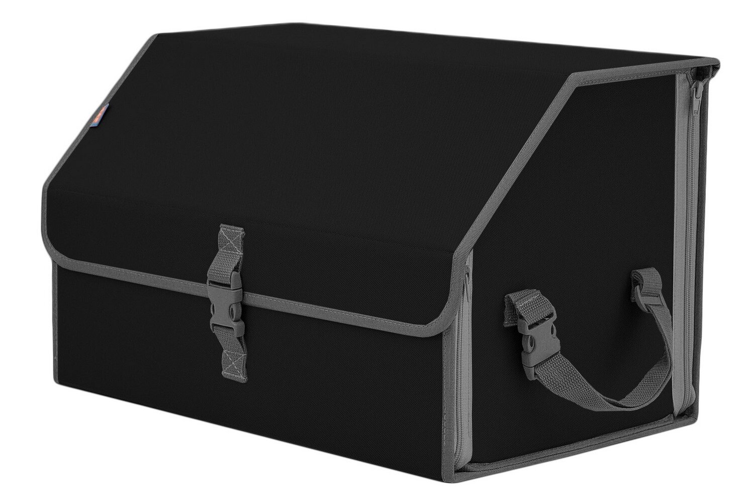 Органайзер-саквояж в багажник "Союз" (размер L). Цвет: черный с серой окантовкой.