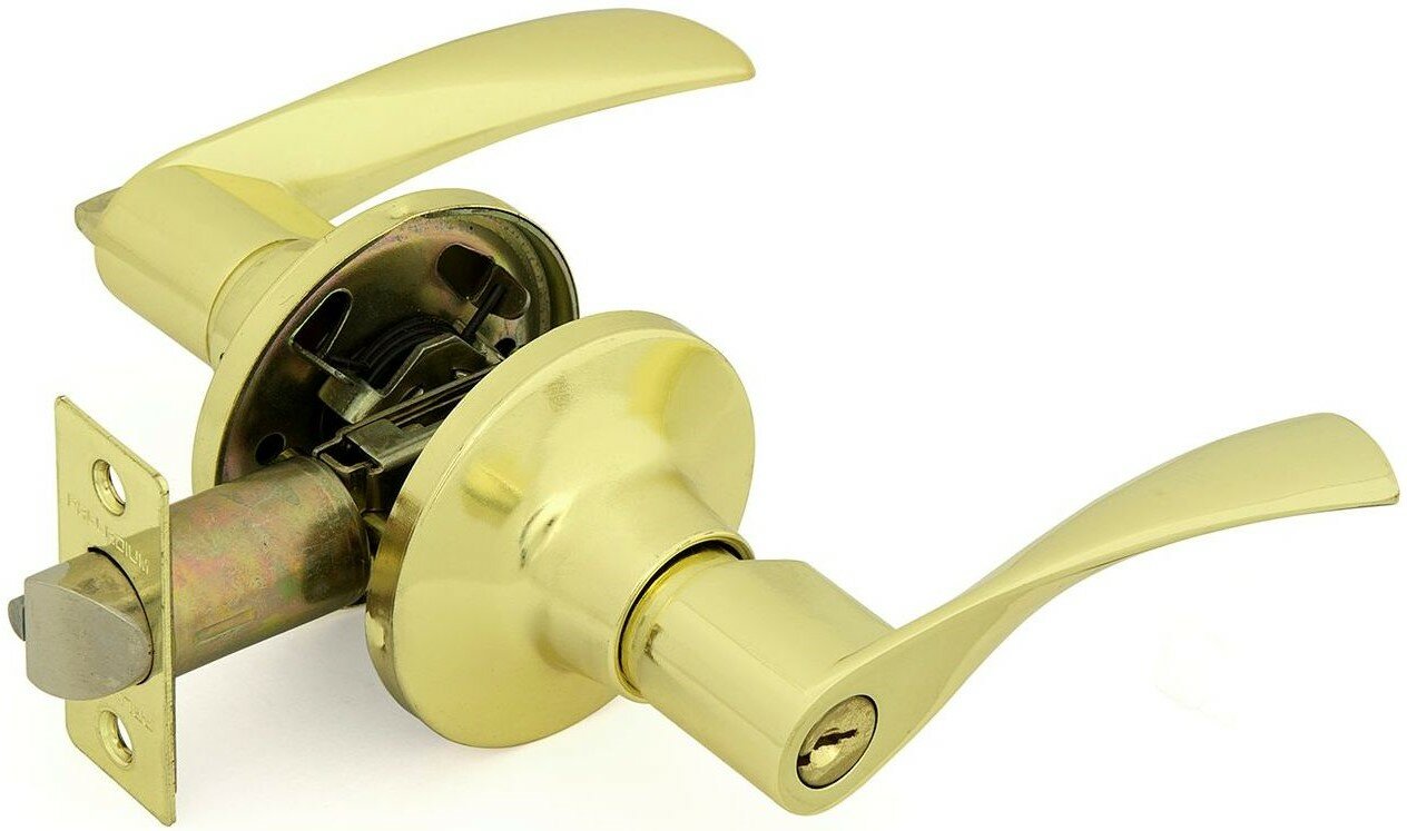 Дверная ручка-защелка 3902 PB ET с ключом и фиксатором золото.