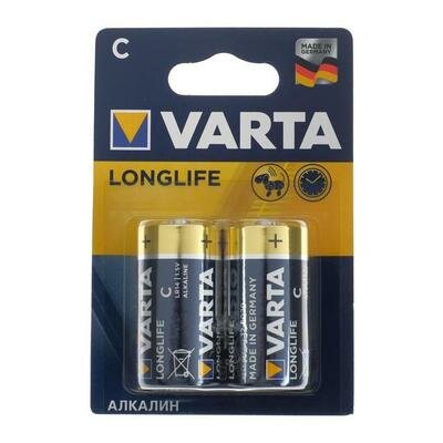 Батарейка алкалиновая Varta LongLife, C, LR14-2BL, 1.5В, блистер, 2 шт. Varta 5217304