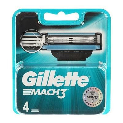 Сменные кассеты Gillette Mach3, 3 лезвия, 4 шт Gillette 1244944 .