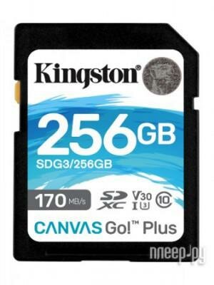 Карты памяти 256Gb - Kingston MicroSDXC 170R C10 Uhs-i U3 V30 Canvas Go Plus Sdg3/256gb (ориг.ьна