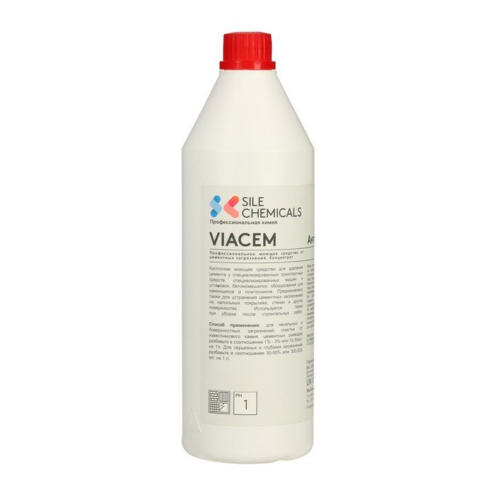 sile chemicals Профессиональное моющее средство VIACEM для удаления цемента, 1л - фотография № 1
