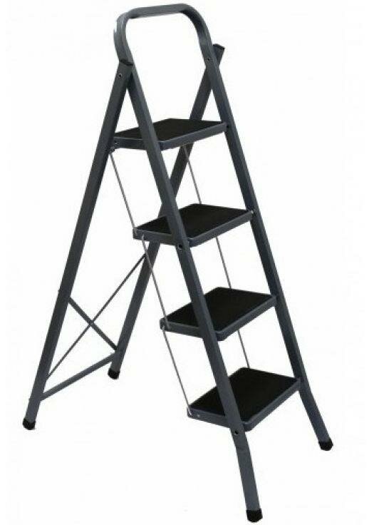 фото Стремянка ZALGER 9910-4 Jet Black 4 cт с ковриком сталь