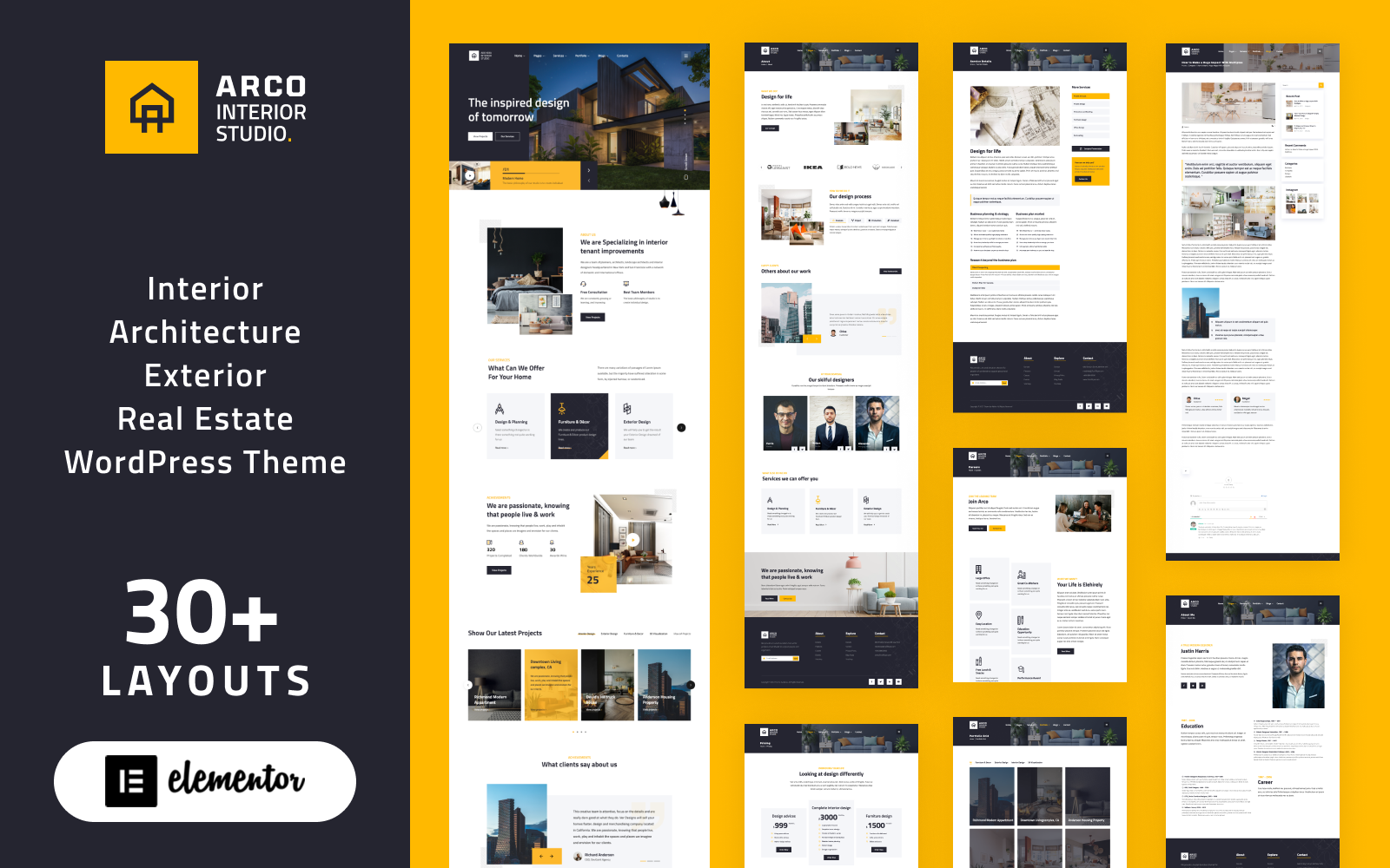 Шаблон Wordpress ARCO - Interior Architecture Studio WordPress Elementor Theme Theme WordPress