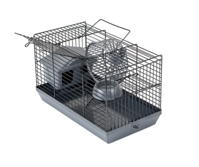 Клетка-мини ECO, для грызунов, с этажом, комплект, серый-черный, 27х15х16 см