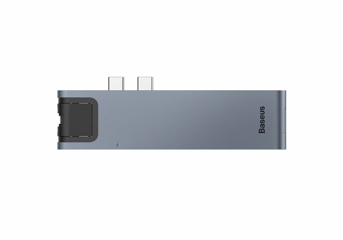 Переходник BASEUS thunderbolt 7-in-1, Разветвитель, Type-C - 2xUSB3.0 + HDMI + PD + RJ45 + TF/SD + Type-C, серый