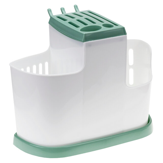 фото Органайзер для столовых приборов idea 2 секции отделение для ножей крючки пластик фисташковый