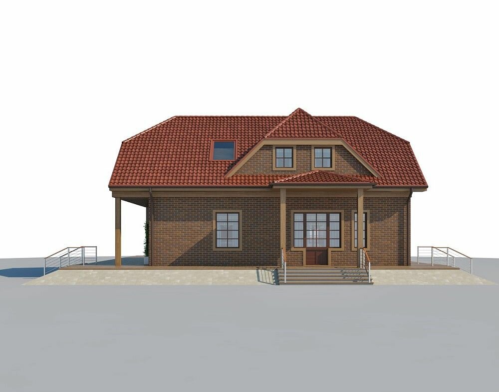 (243м2, 16х13м) Готовый проект дома из кирпича с мансардой и панорамными окнами - AS-2149 - фотография № 7