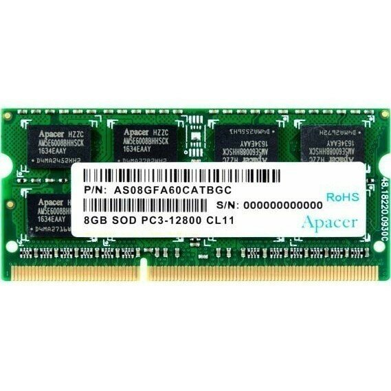 Оперативная память 8Gb DDR-III 1600MHz Apacer SO-DIMM (AS08GFA60CATBGC) (DS.08G2K.KAM)
