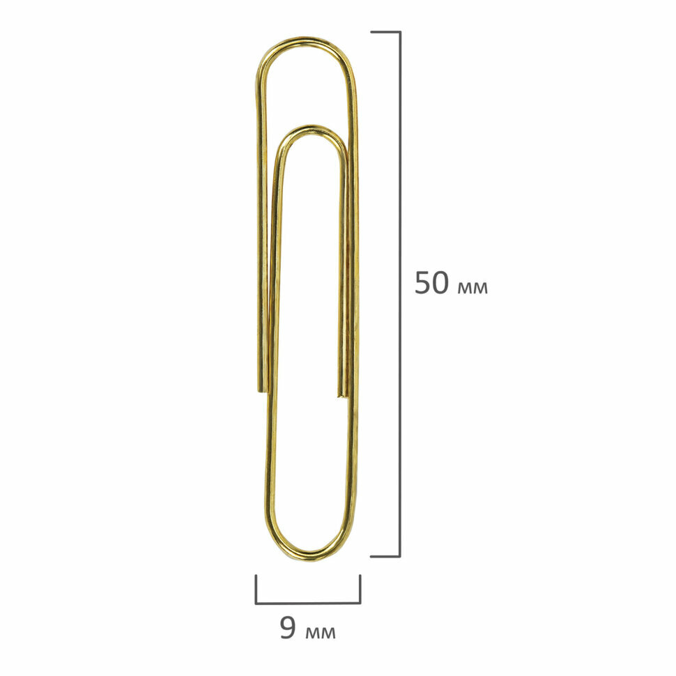 Скрепки большие 50 мм, BRAUBERG, золотистые, 50 шт., в картонной коробке, 270447, 270447 - фотография № 6