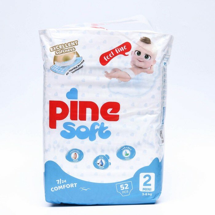 Подгузники детские Pine Soft 2 Mini (3 - 6 kg), 52 шт 9197589