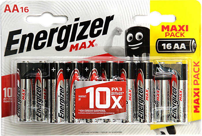 Батарейка Батарейка AA щелочная Energizer LR06-16BL MAX в блистере 16шт.