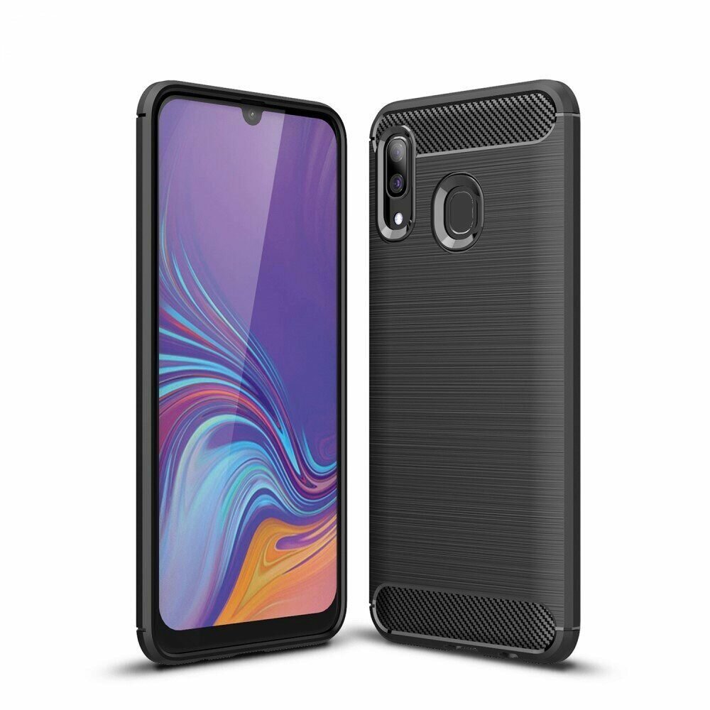 Чехол-накладка Carbon Fibre для Samsung Galaxy A30 / Galaxy A20 (черный)