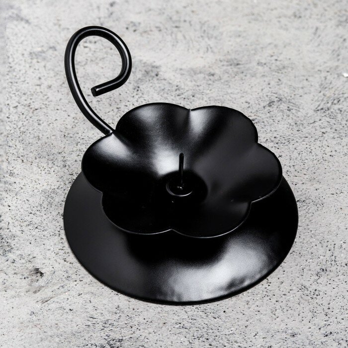 Подсвечник "Цветок Н" металл на 1 свечу , 9х3,5 см, черный - фотография № 3