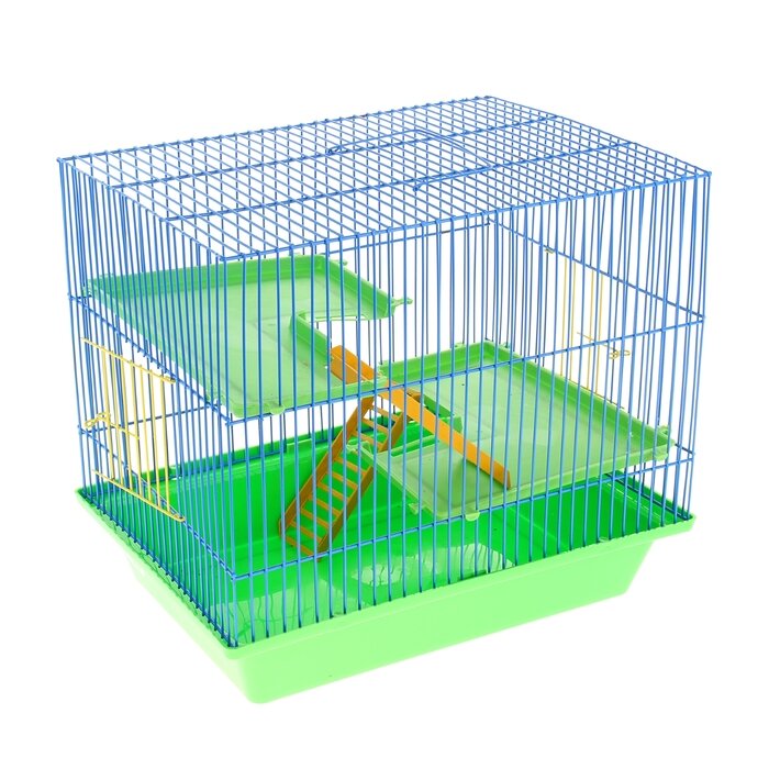 Клетка для грызунов Гризли 3 с пластиковыми полками и лесенками, 41 х 30 х 38 см, микс - фотография № 1