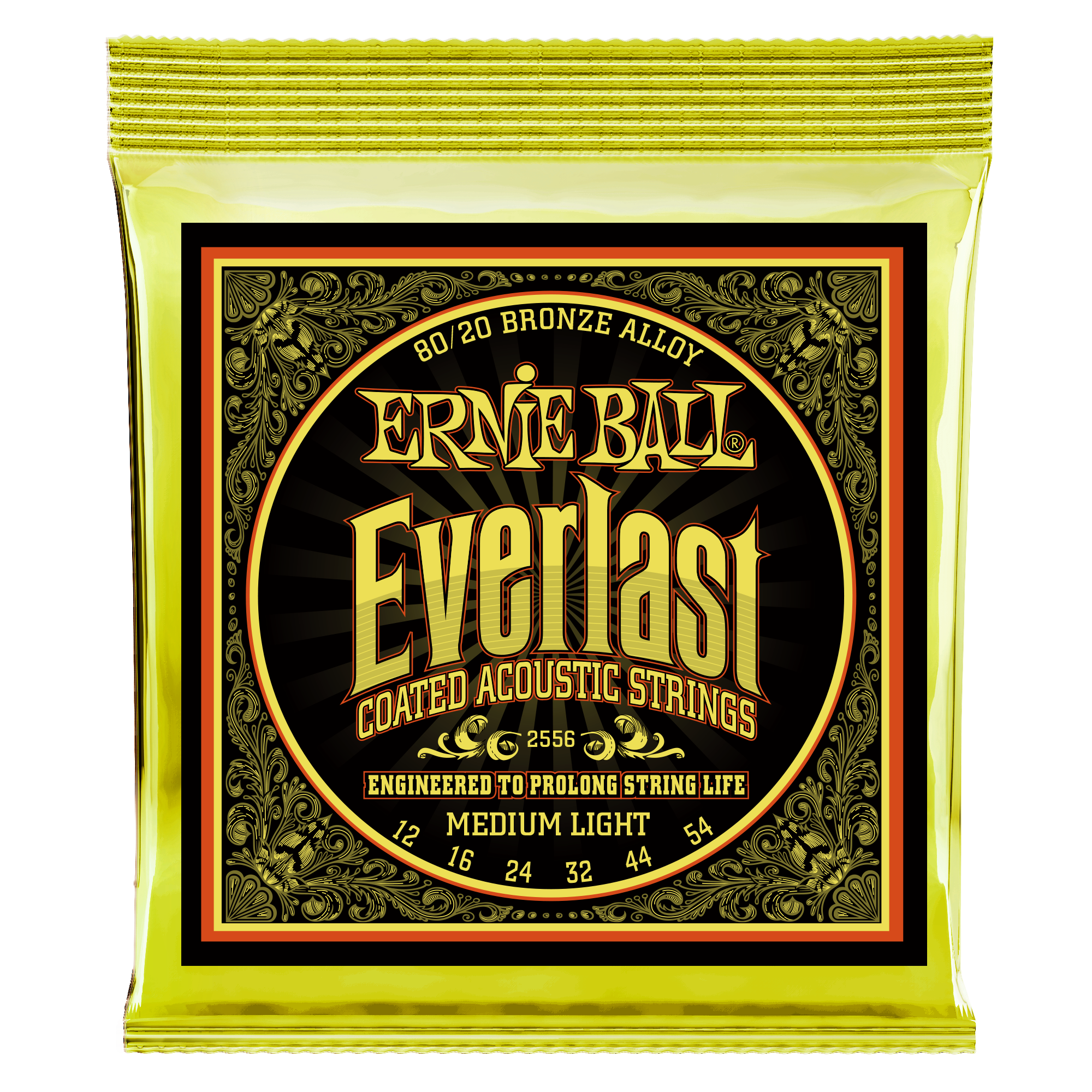 Струны для акустической гитары ERNIE BALL 2556 Everlast Coated 80/20 Bronze Medium Light 12-54