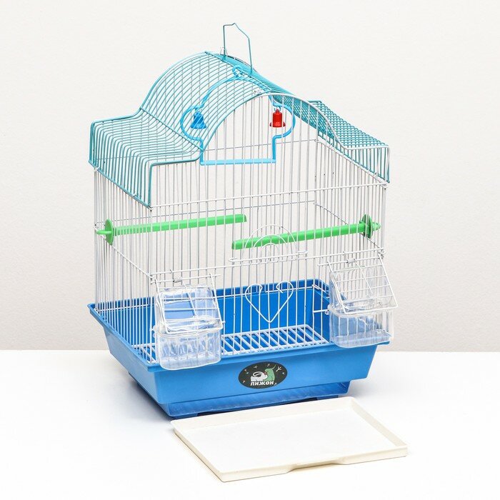 Клетка для птиц укомплектованная 30 х 23 х 39 см, синяя - фотография № 7