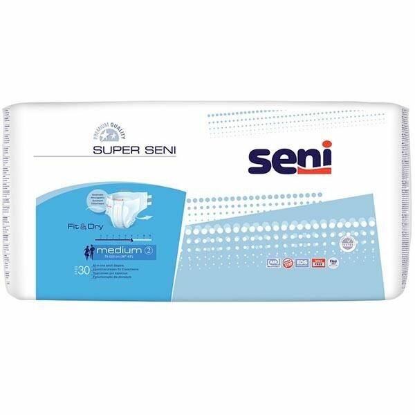 Подгузники Super Seni (Супер Сени) medium р.2 75-110 см. 1700 мл 30 шт.