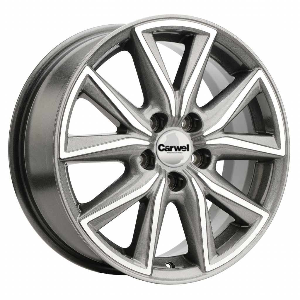 Литые колесные диски Carwel Тинаки 1706 (CX-5) 7x17 5x114.3 ET50 D67.1 Серебристый тёмный с полированной лицевой частью (36678)