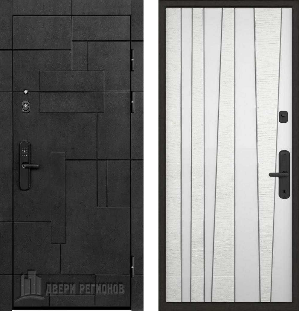 Дверь входная (стальная, металлическая) Regidoors флагман доминион Trend "Chiaro Patina Argento (Ral 9003)" с биометрическим замком (электронный, отпирание по отпечатку пальца)