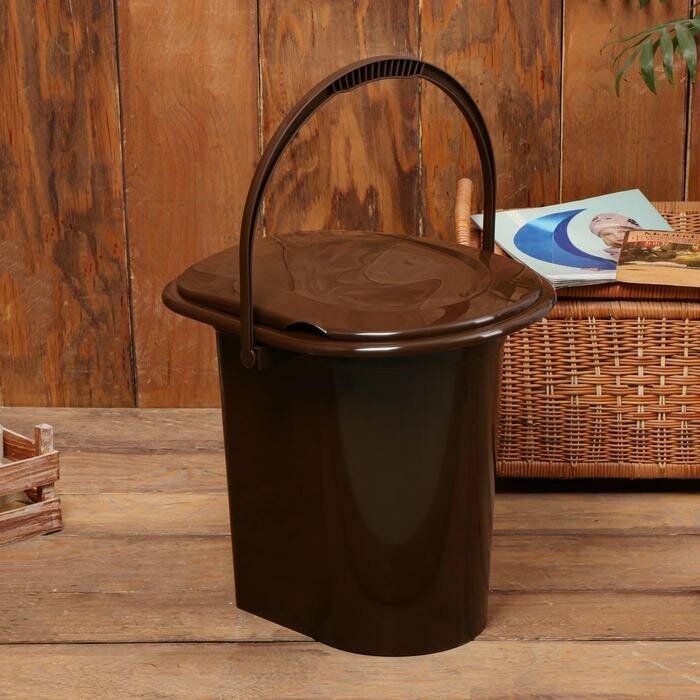 Ведро-туалет, 17 л, съёмный стульчак, коричневый - фотография № 6