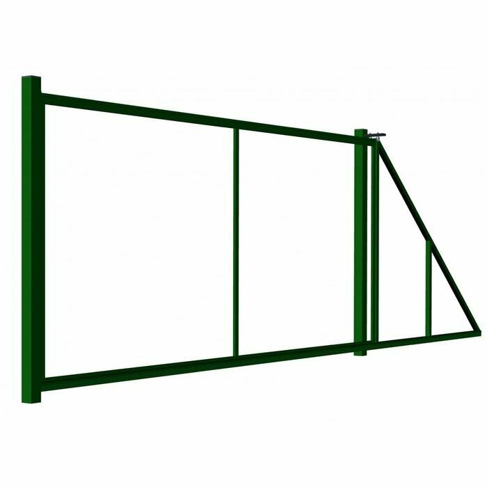 Ворота откатные без заполнения универсал 4х1,8 м, цвет зеленый