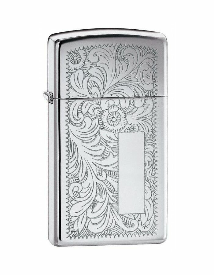 Оригинальная бензиновая зажигалка ZIPPO Slim® Venetian® 1652 с покрытием High Polish Chrome