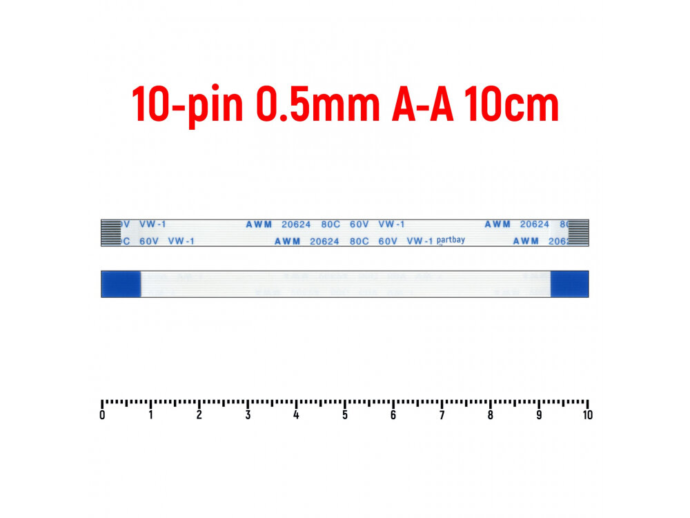 Шлейф платы светодиодной индикации для ноутбука Asus G550JK N550JA N550LF Q550LF FFC 10-pin Шаг 0.5mm Длина 10cm Прямой A-A AWM 20624 80C 60V VW-1