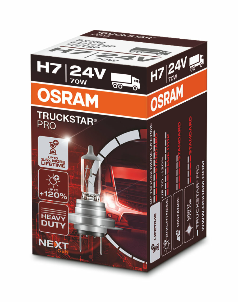 Галогенная лампа Osram H7 24V 70W (PX26d) Truckstar Pro 64215TSP