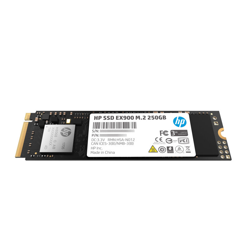 Накопитель SSD HP 2YY43AA EX900 /PCI-E 3.0 x4/250GB /Скорость чтения 2100МБайт/с Скорость записи 1300МБайт/с