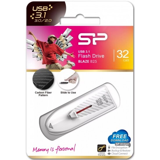 USB флешка SILICON POWER 32Gb Blaze B25 white USB 3.2 Gen 1 (USB 3.0)