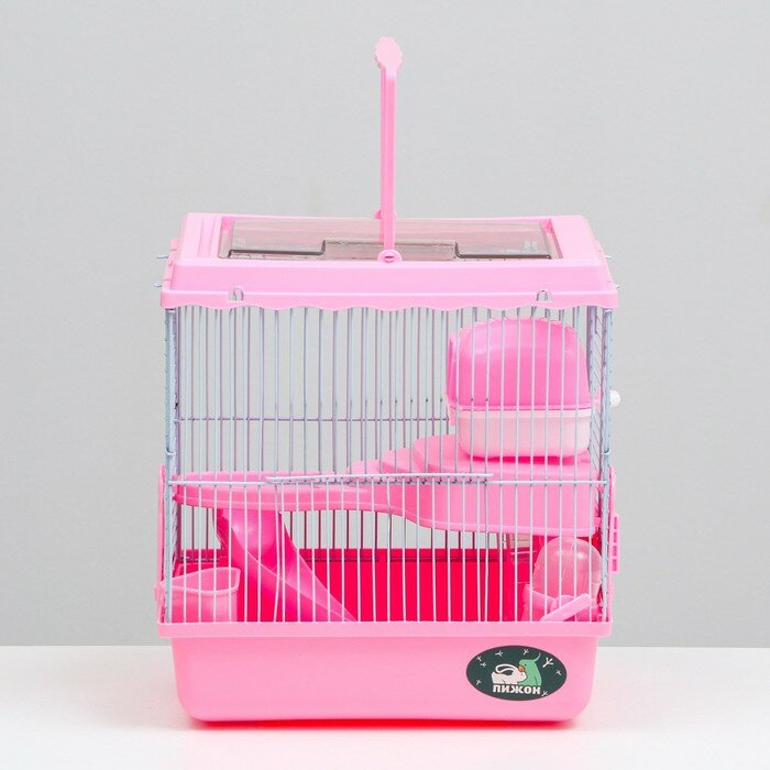 Клетка для грызунов Пижон, 27 х 21 х 27 см, розовая - фотография № 2
