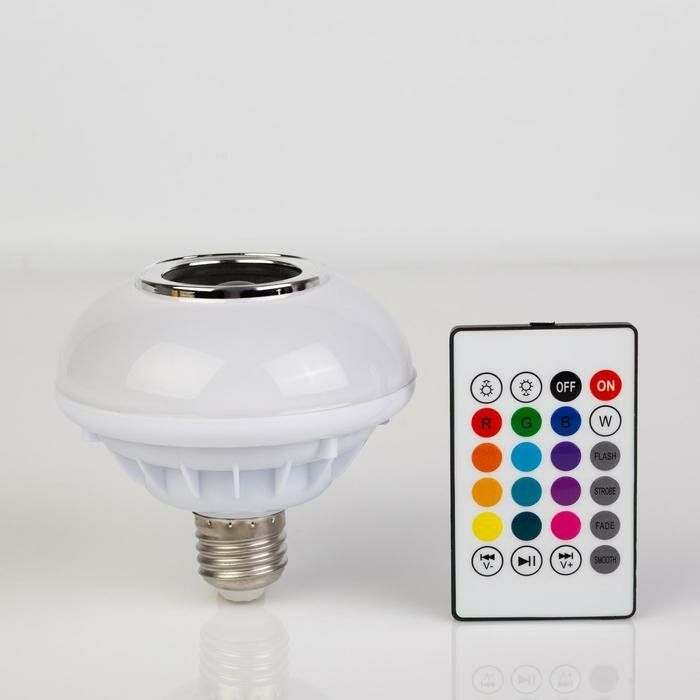 Luazon Lighting Лампа Световая тарелка, d10 см, 220V, 4 режима, пульт, музыка, цоколь Е27, RGB - фотография № 2